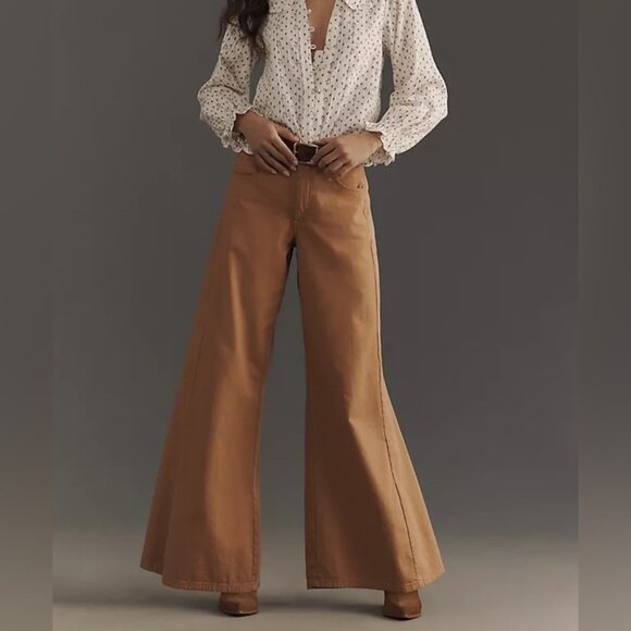 NWT Size 32 - The Adi Cotton Mid-Rise Frayed Relaxed Flare Pants by Pilcro - Picture 5 of 16